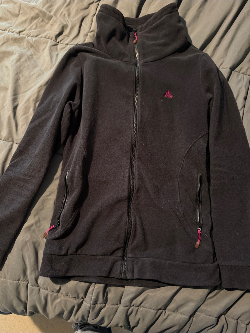 adidas Black Fleece Jacket with Magenta Lining